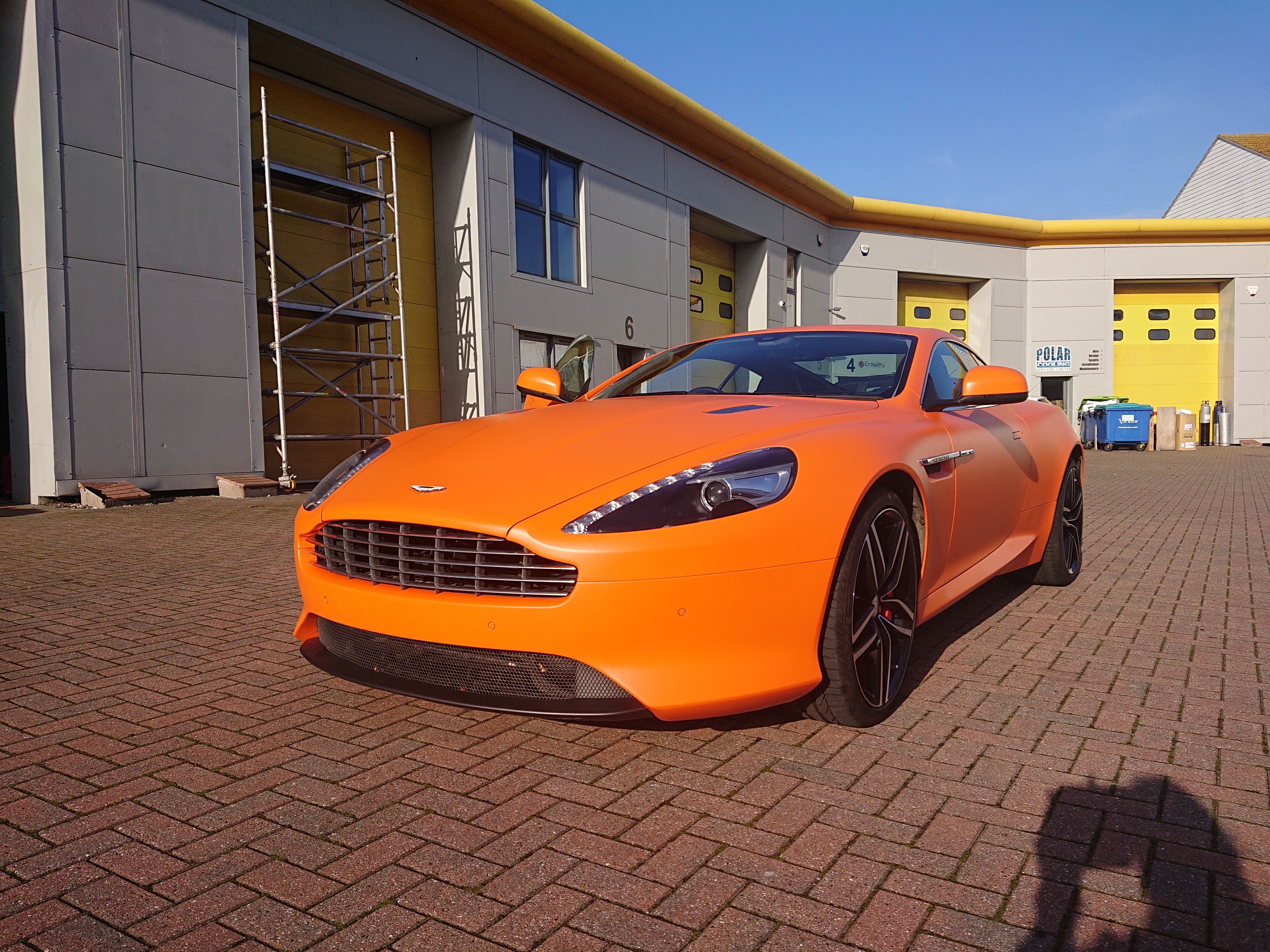 Aston Martin DB9 orange colour change ashford car wrap